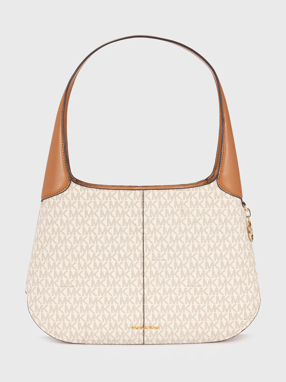 Чанта с монограмен лого принт в цвят екрю - 1