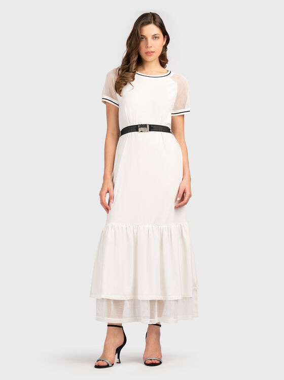 Бяла рокля с контрастни детайли - 1