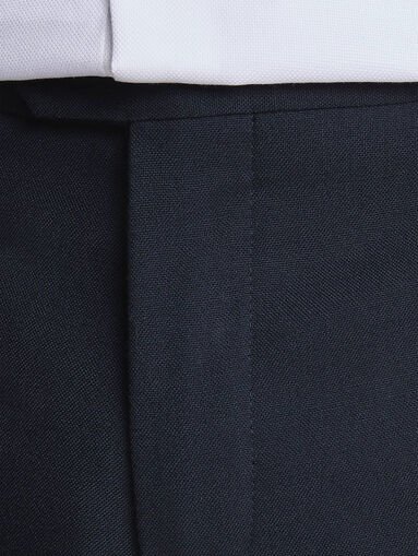 Navy blue slim wool trousers - 4