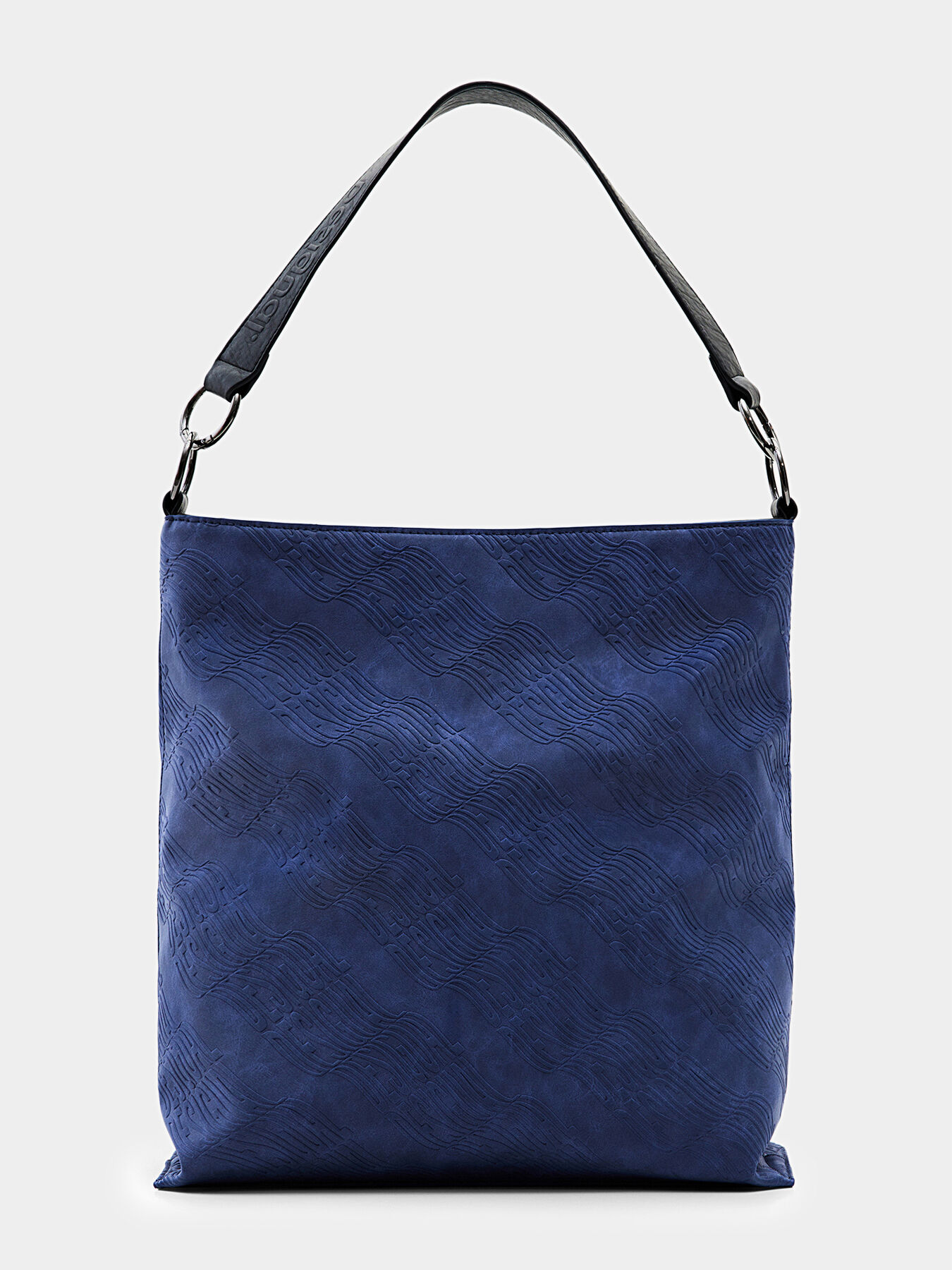 Large blue bag with all over logo embossing brand DESIGUAL Globalbrandsstore en