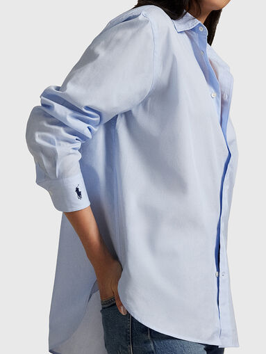 Cotton shirt with logo embroidery - 4