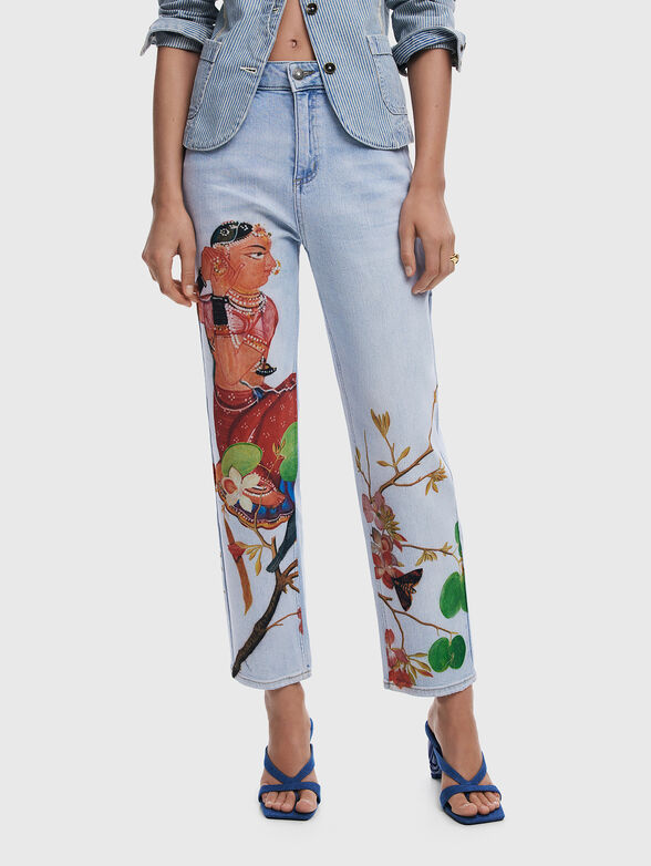Boyfriend jeans with multicolor print - 1