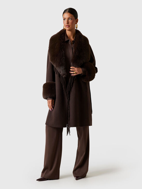LILIANA wool coat with accent collar - 2