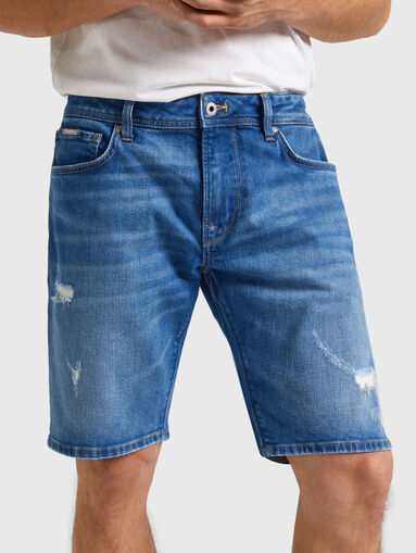 Denim shorts with washed effect - 3