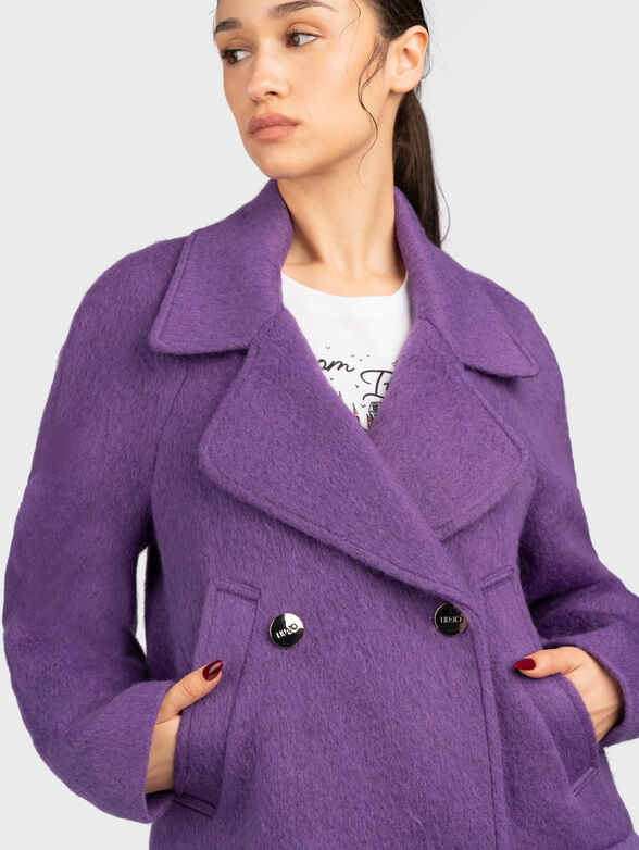 Wool blend coat in purple  - 4
