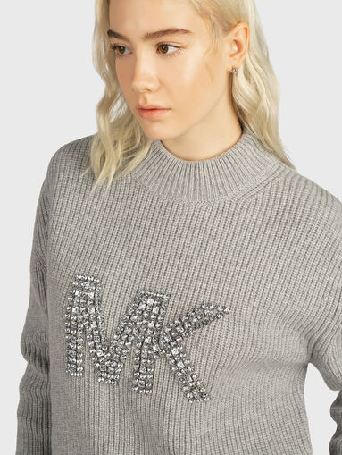 Sweater with logo detail with applied rhinestones - 5
