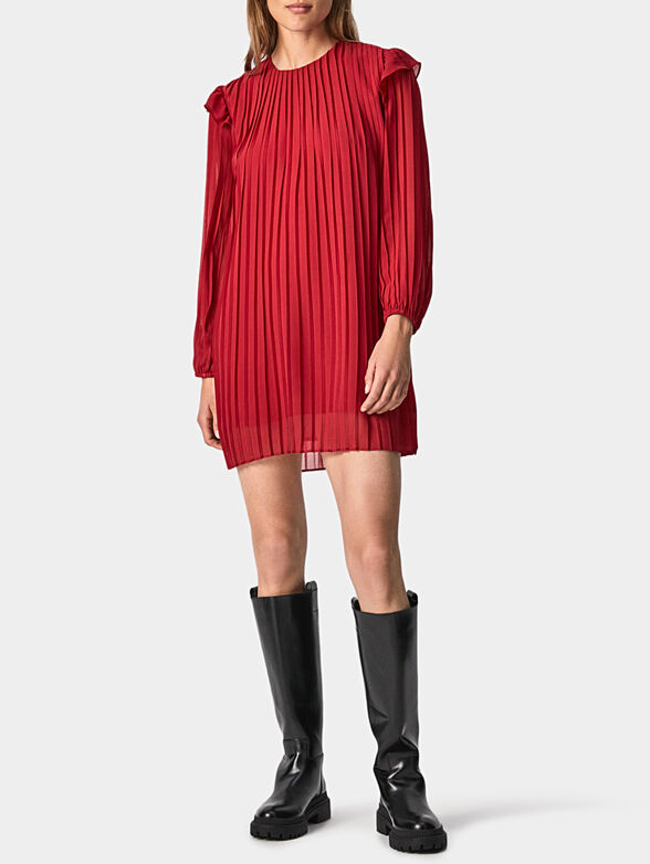 COLINE Pleated dress in red color - 4