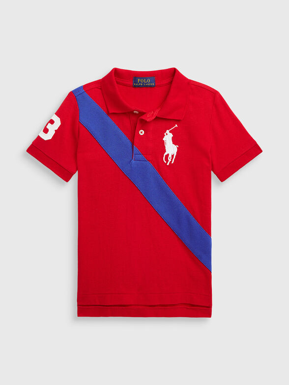 Red polo-shirt with logo embroidery - 1