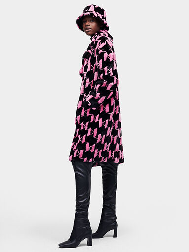 Monogram faux fur coat - 3