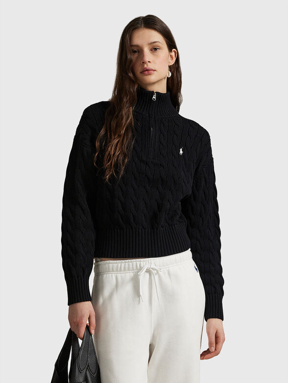 Cotton sweater with logo embroidery - 1