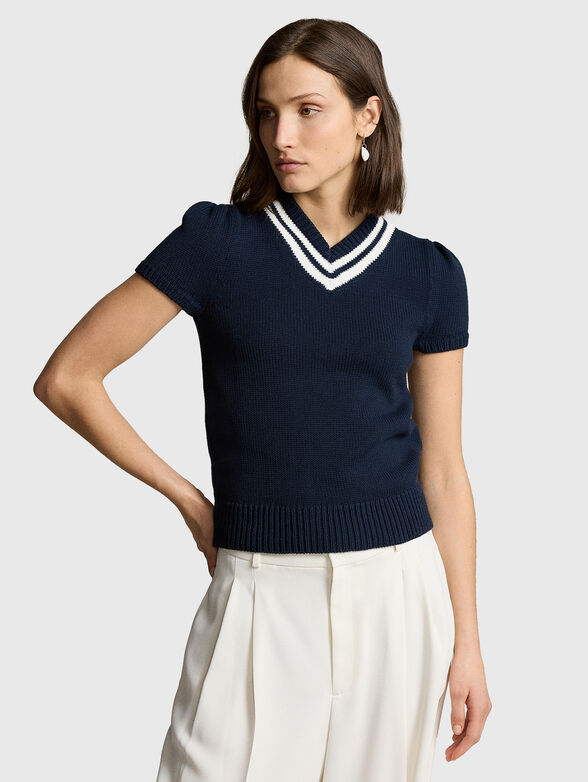 V-neck sweater with short sleeves - 1