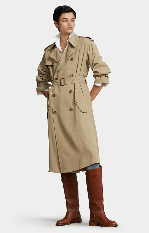 Beige double-breasted trench coat - 1