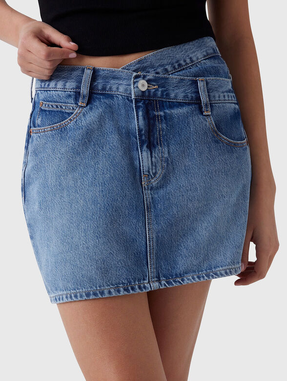GAIA mini denim skirt with logo - 3