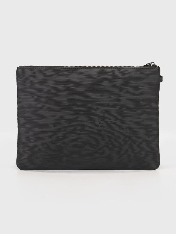 Black tezturized faux leather pouch - 2