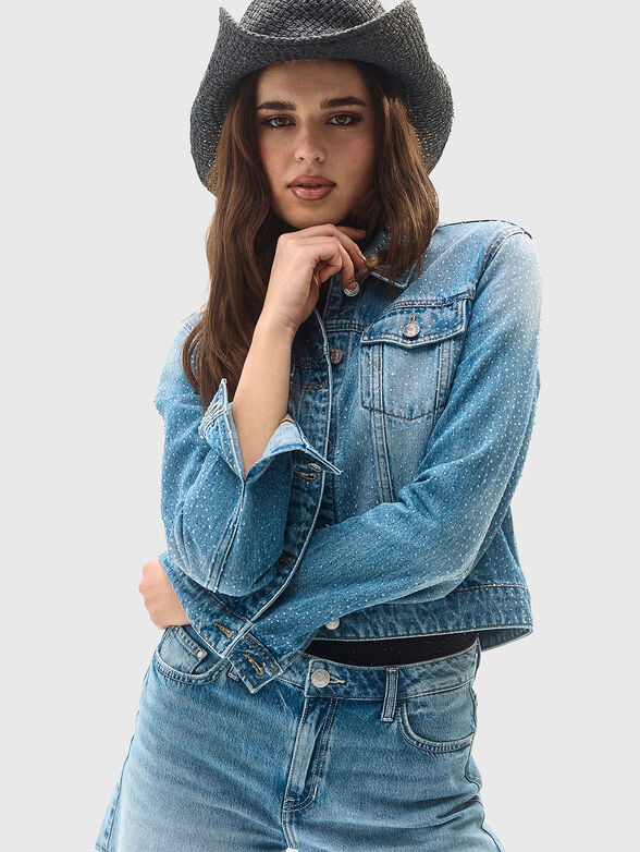 Denim shorts with crystal appliqu&eacute;s - 3