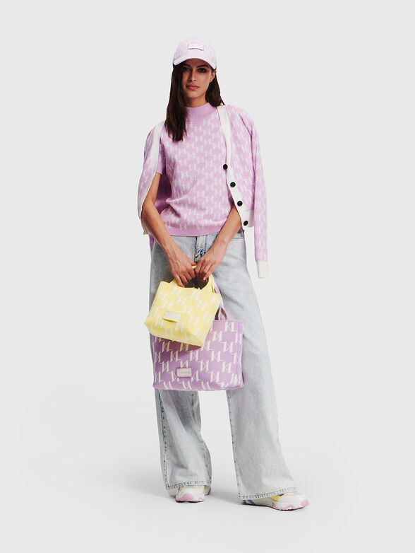 Knitted blouse with short sleeves and monogram design - 2