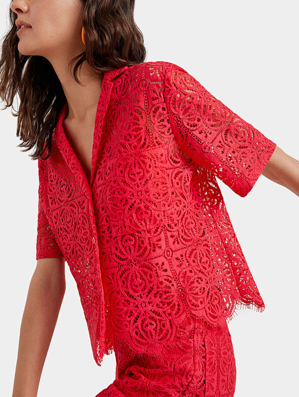 Red lace shirt - 4