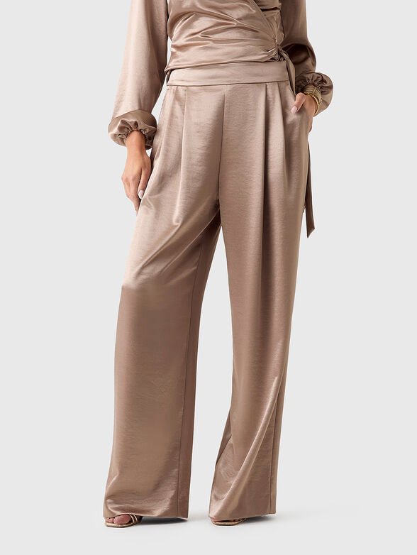 Satin trousers with pleats - 1