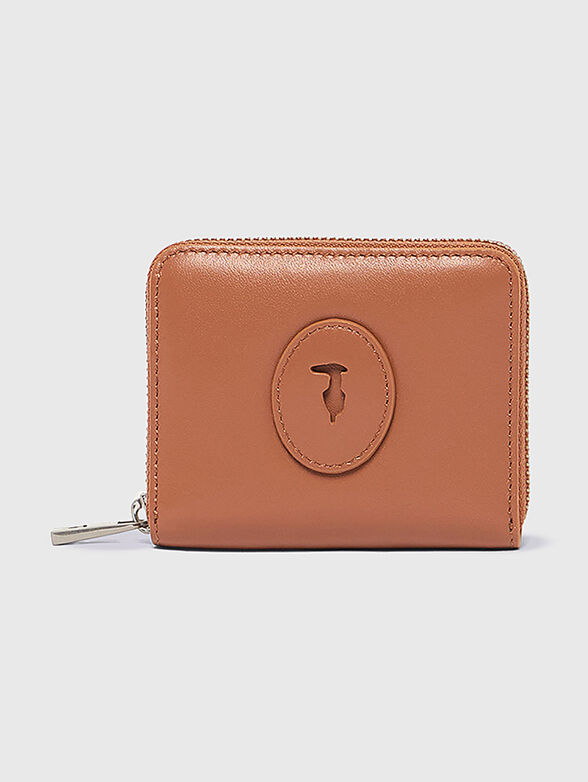 Leather wallet in beige - 1
