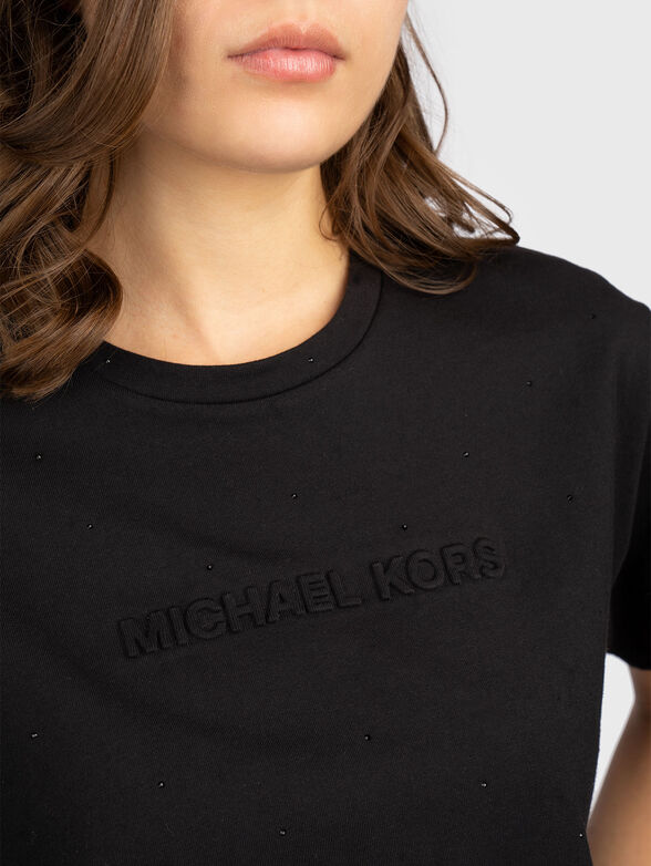 Cropped T-shirt with rhinestones - 3