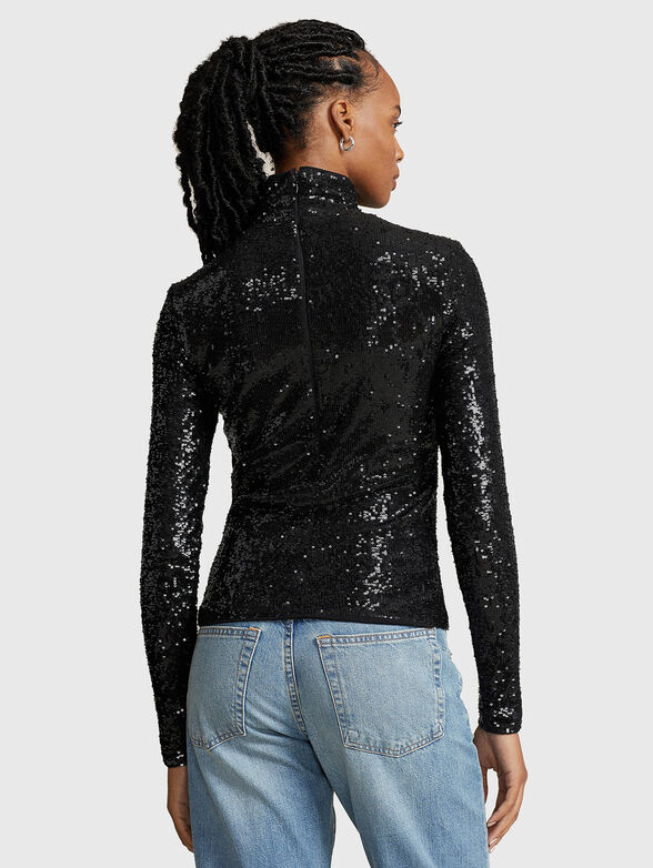 Sequin embellished turtleneck blouse - 3