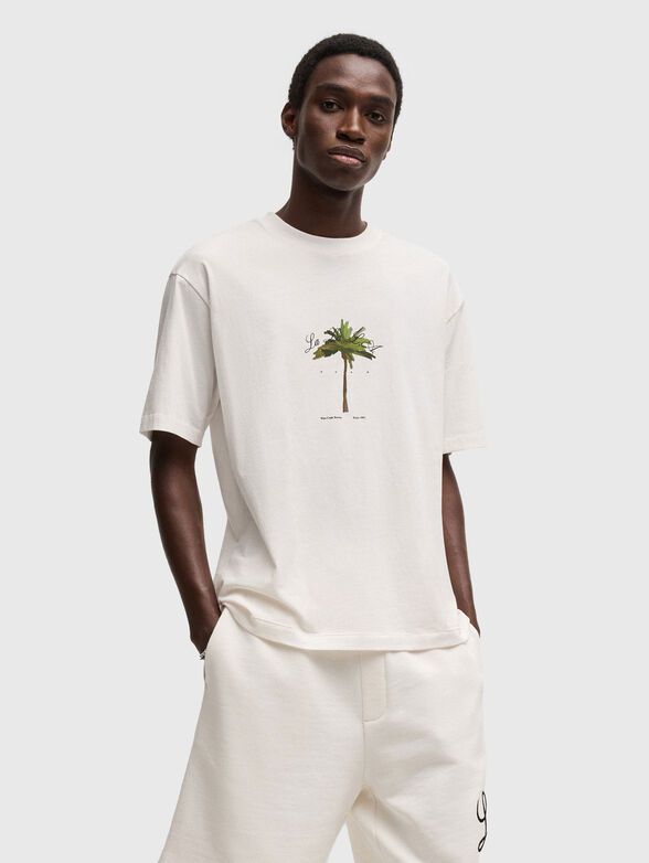 T-shirt with oval neckline and print - 1