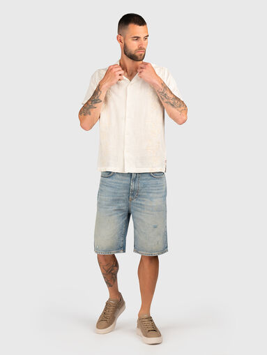 Denim shorts with worn effect - 5