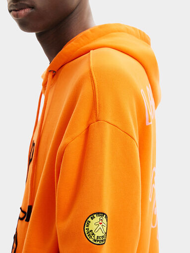 Orange hooded sweatshirt with pockets - 4
