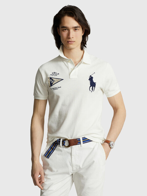 Contrast-logo detail Polo Shirt in white  - 1