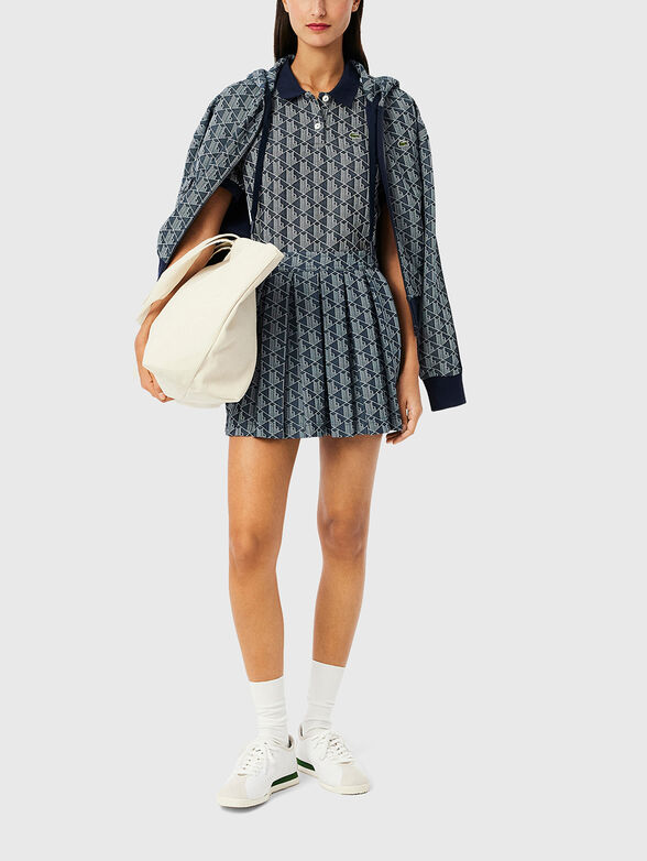 Dark blue polo shirt with monogram print - 2