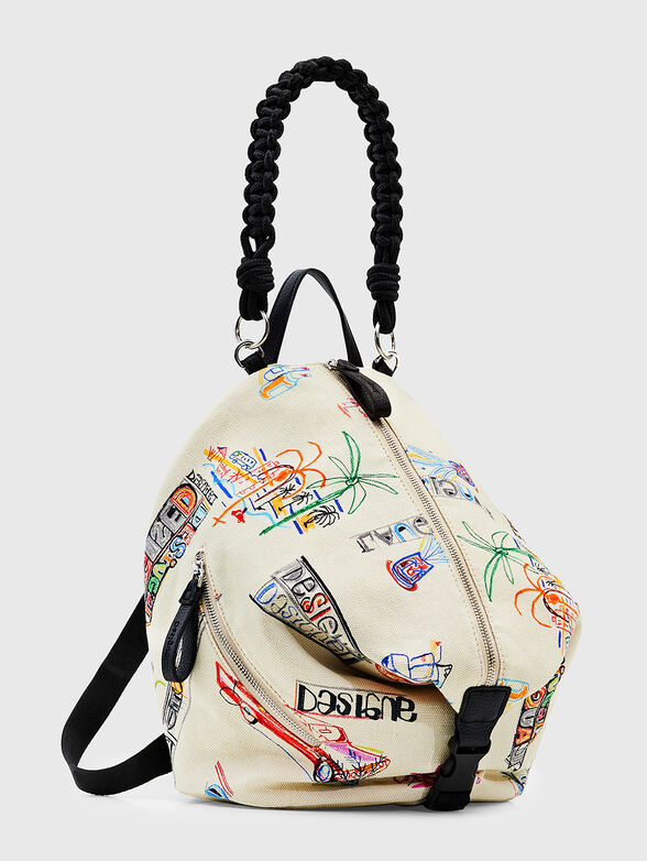 VIANA backpack with contrasting print in ecru - 2