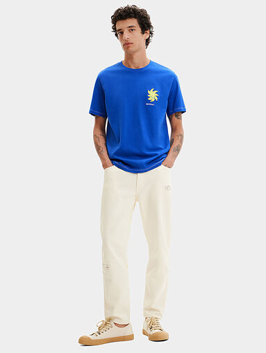 JULIEN blue T-shirt with accent back - 5