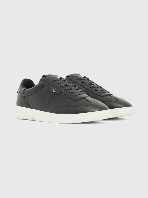 Genuine leather sneakers with a logo - 2