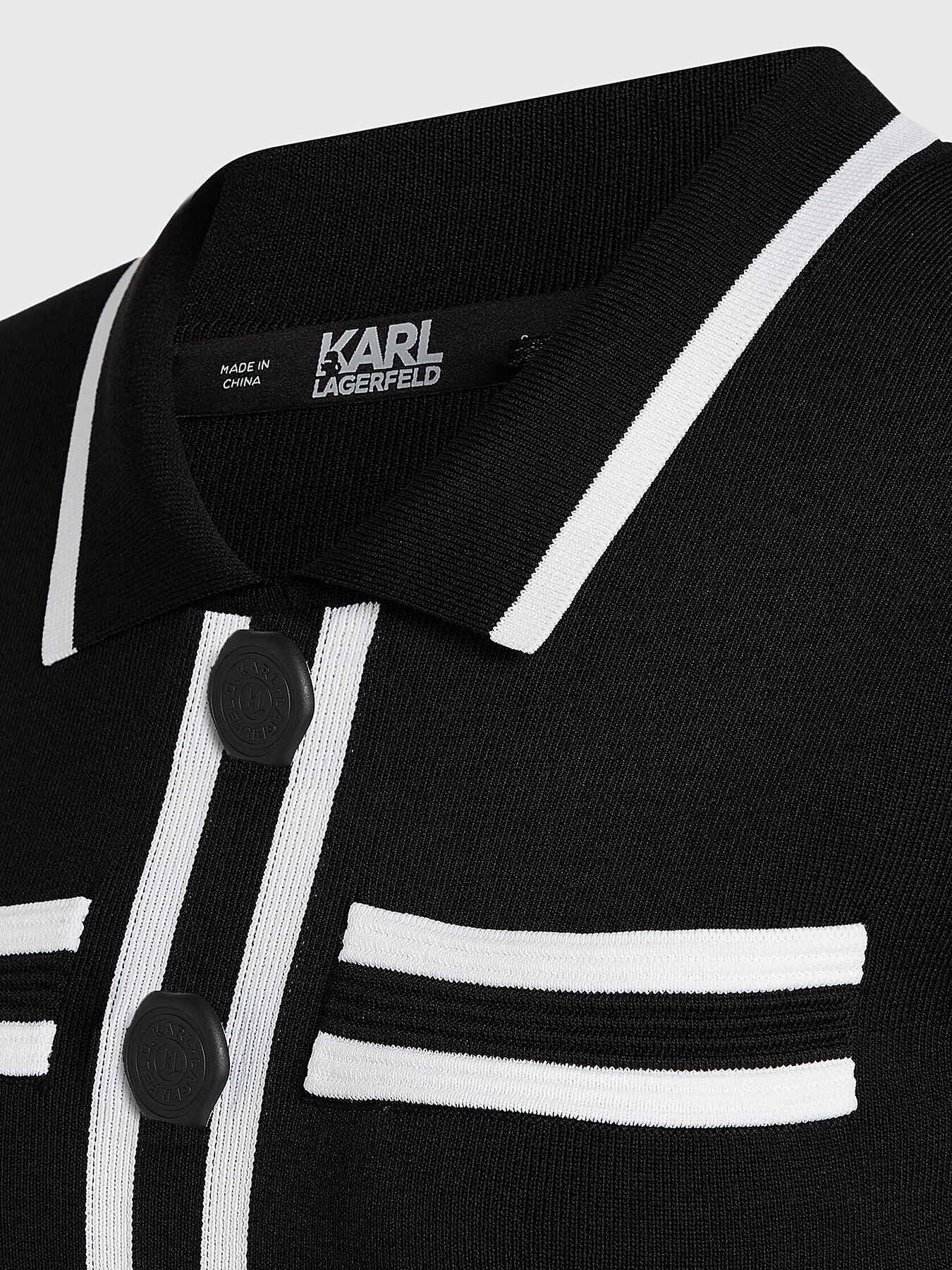 KARL LAGERFELD ニットテラトトラウサ 236W1003 998BLACKWHITE Karl Lagerfeld V-neck two-tone Cardigan | Black | FARFETCH