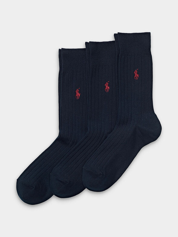 Set of three pairs of dark blue socks - 1