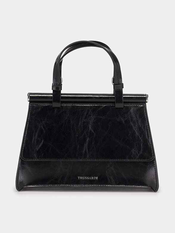 Black leather bag with cracked effect - 1