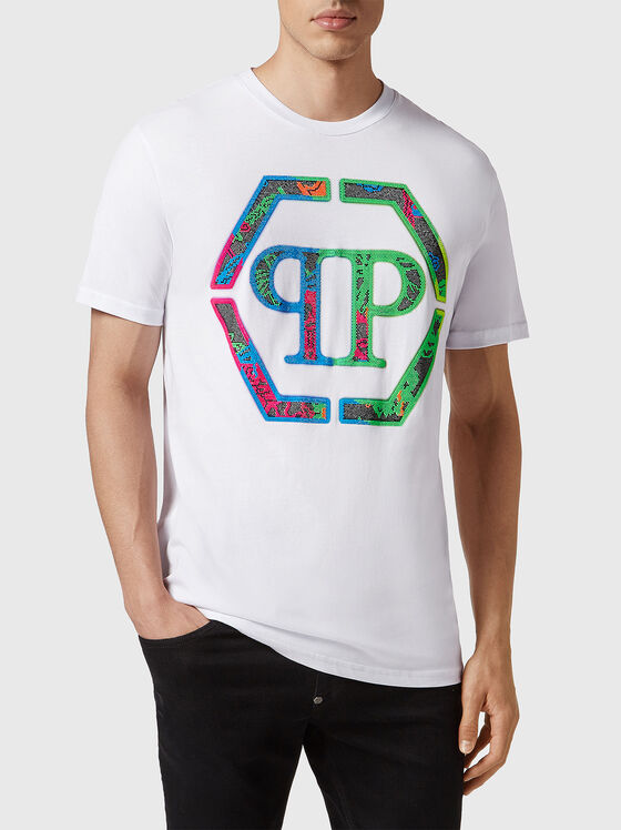 Crystal embellished logo T-shirt  - 1