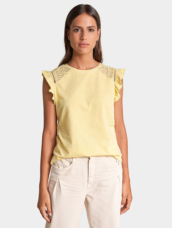 Yellow cotton top with frills - 1