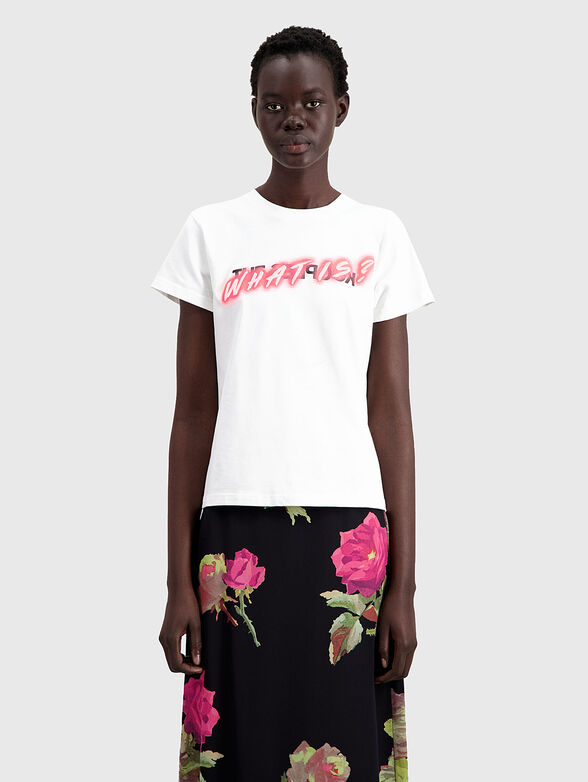 Cotton T-shirt with contrasting prints - 1