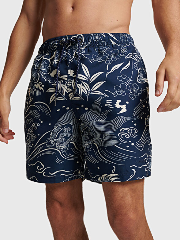 VINTAGE HAWAIIAN beach shorts with floral print - 1