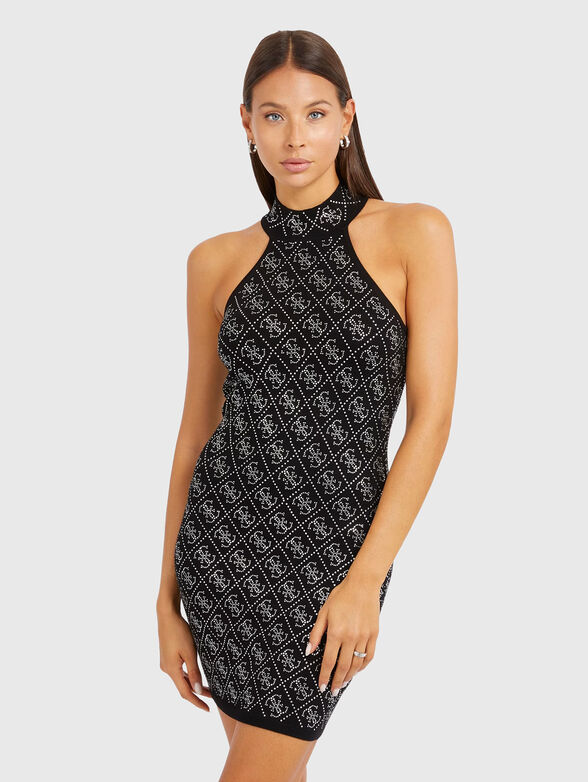 CELESTE appliqued rhinestones mini dress - 1