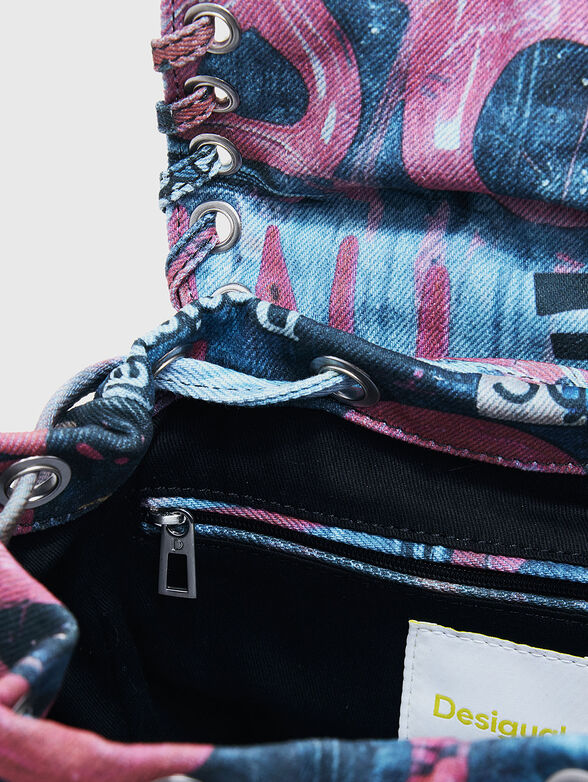 Denim backpack with accent print - 6