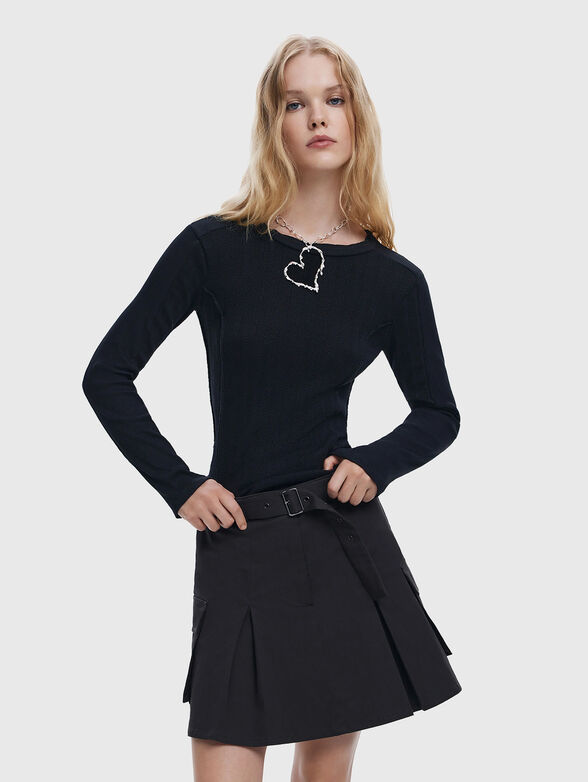 Cotton sweater with oval neckline - 1