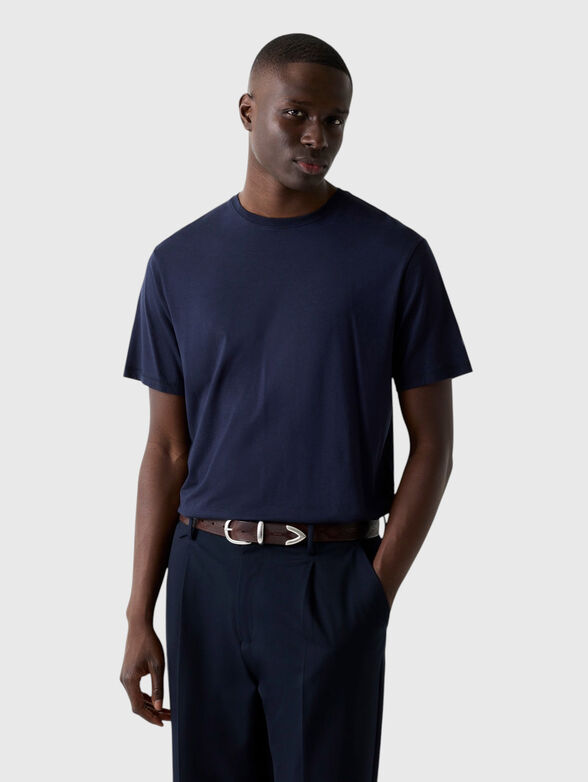 Dark blue cotton-blend T-shirt - 1