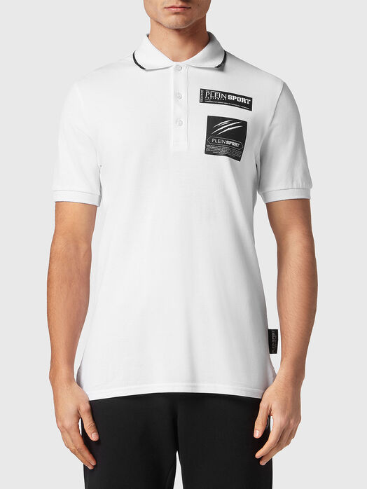Polo shirt in black with contact logo print