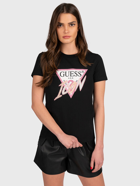 ICON black cotton T-shirt with logo print - 1
