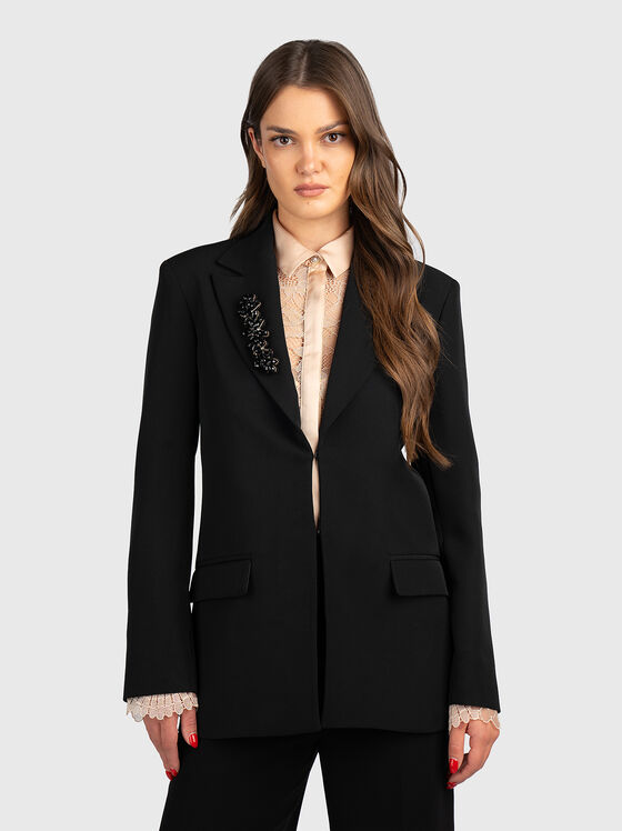Jacket with classic lapel and rhinestones - 1