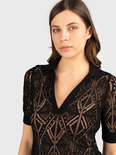 Cotton blouse with sheer effect - 4