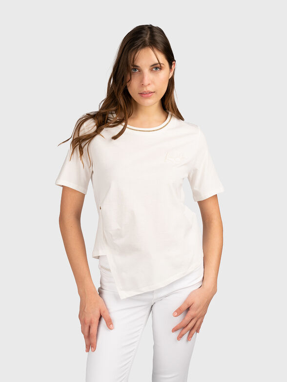 Asymmetric T-shirt with logo embroidery - 1