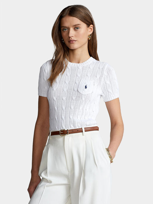 White cotton sweater with short sleeve